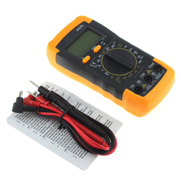 A830L LCD Digital Multimeter AC/DC Amperemeter Voltmeter Tester Mätare