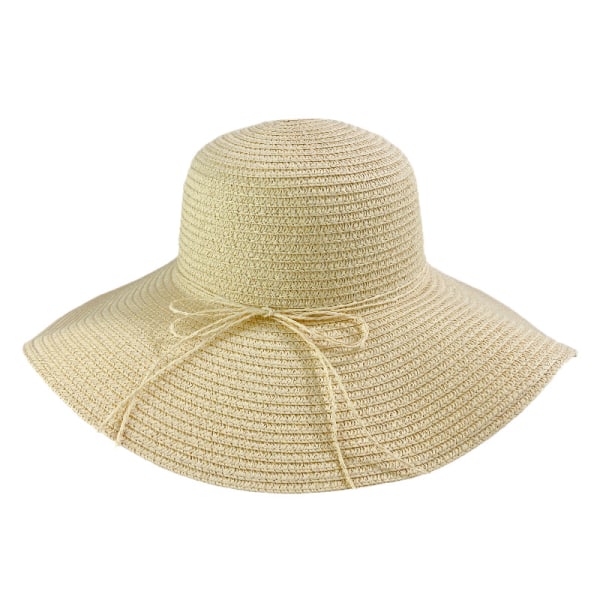 Stråhatt för kvinnor sommarsolhatt Vikbar anti-UV strandhatt med bred brätte och justerbar hakrem för resor