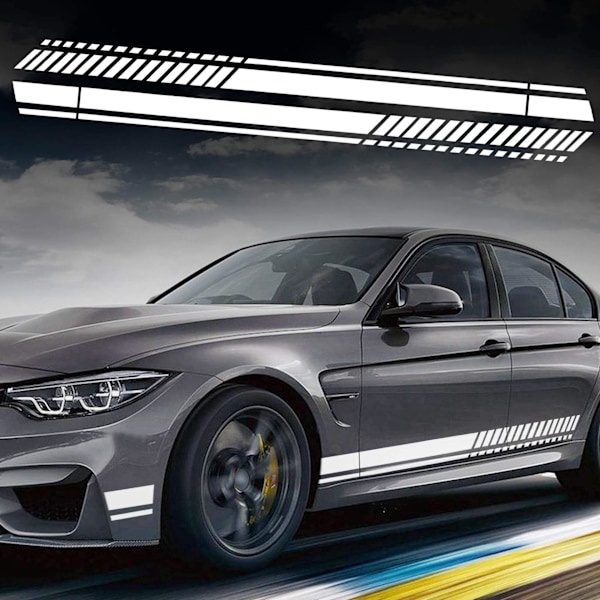 (Hvid) 1 par 82,6'' Sports Racing Stripe Stickers til bilkarosseridør Side Stripe Graphic