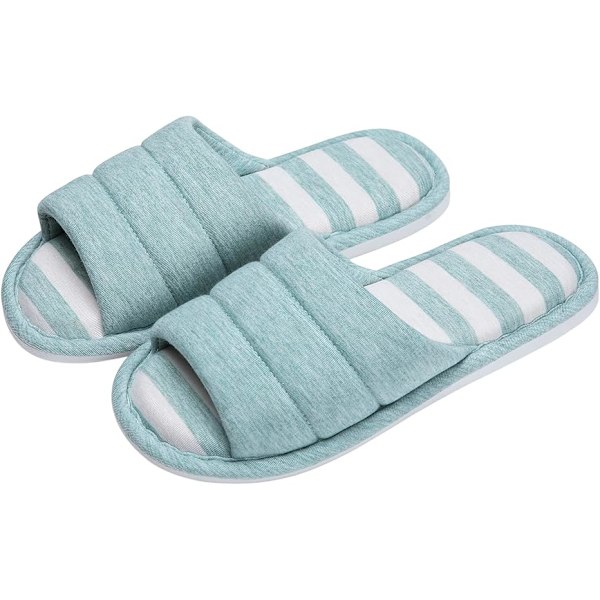 (M) Dame Open Toe Hjemmesko Herre Bløde Bomuld Hjemmesko Memory Foam Slip-On Soveværelse Tøfler