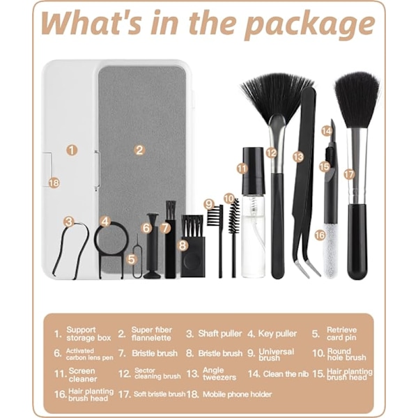 Tangentbordsrengöringsborste Kit, 18-i-1 Elektronikrengöring