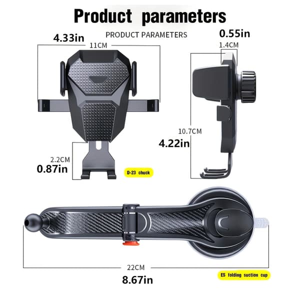Biltelefonholder Stand Gravity Dashboard Universal Mobilstøtte til iPhone 13/12 Pro Xiaomi Samsung black