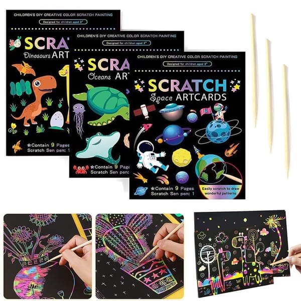 Rainbow Magic Scratch Off Paperisetti lapsille Taide Kaavinta Maalauslelu Lasten Tee-se-itse graffitikirja Montessori-opetuslelut Easter