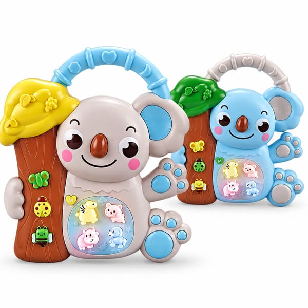Cartoon Animal Keyboard Klaver til børn 3+, multi-mode lyde og lys, pædagogisk legetøj Light Grey