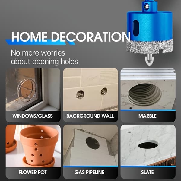 1-delt loddede positioneringsbor 16-200 mm tørre diamantbor til boring af huller i glas 150 mm