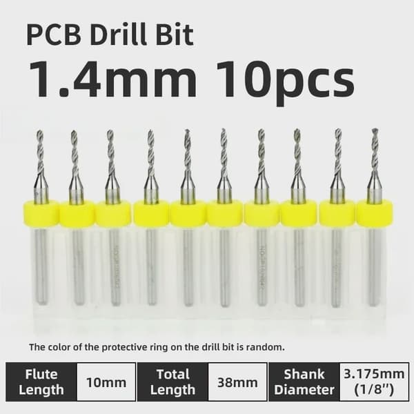 PCB-borehoved 10-delt wolframstål mikrodiameterborehovedsæt 1/8" mini CNC-boremaskine med fast PCB 1.4 mm 10 pcs
