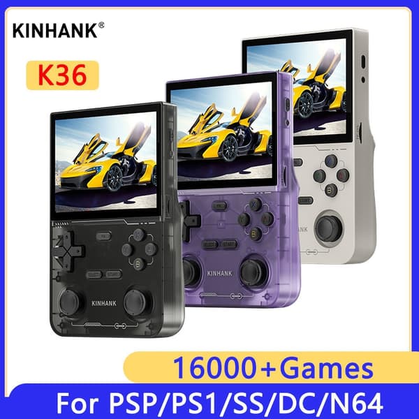 KINHANK K36 Retro håndholdt videospilkonsol 500nit 3,5 tommer IPS-skærm 16000 spil til K36-BK
