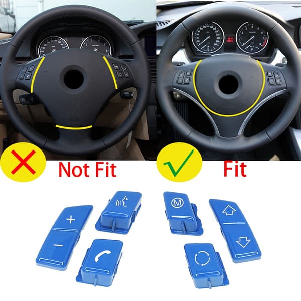 Auton muotoiluohjauspyörän M-painikkeen vaihtokansi sopii BMW 1 3 -sarjan X1 E81 E82 E87 E88 E90 E92 E93 M3 E84 -lisävarusteisiin A Model Blue