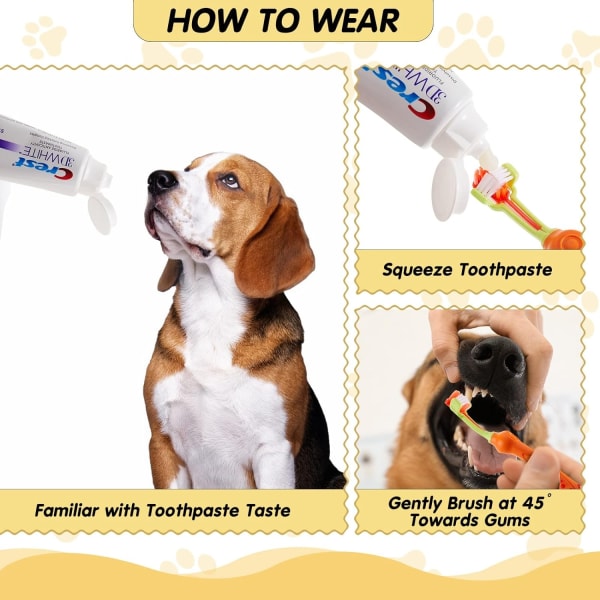 Tresidig sällskapstandborste för hundborste för att rengöra munn Rosa