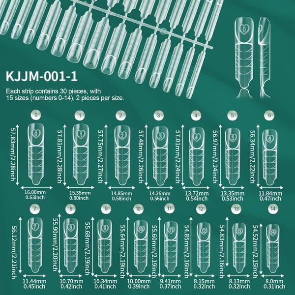 Nailpop Space Nail Dual Forms - 15 størrelser til polygel-extensions, genanvendelig Space-150pcs OPP bag
