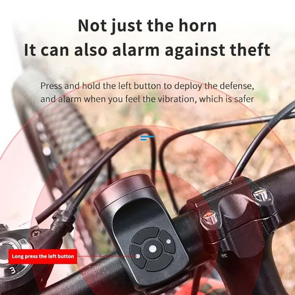 Elcykelringklocka USB-uppladdningsbar vattentät MTB-cykelsäkerhetshornring black