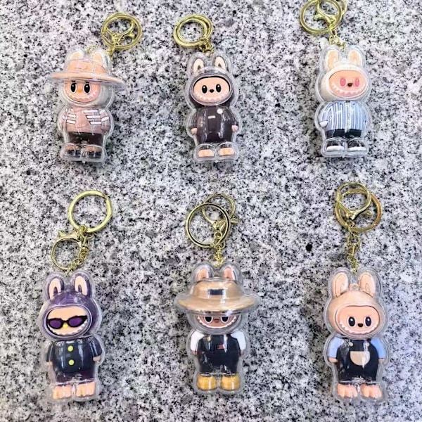 Ny Labubu Nyckelring Blind Box Leksaker Ryggsäckshänge med skyddsfodral Blind Box Hot Kawaii Cartoon Bag Mystery Box Barnleksaker 12pcs Whole box