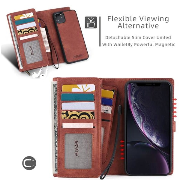 iPhone 11  - Plånboksfodral / Magnet Skal 2 Färg Black Till iPhone 11 Svart