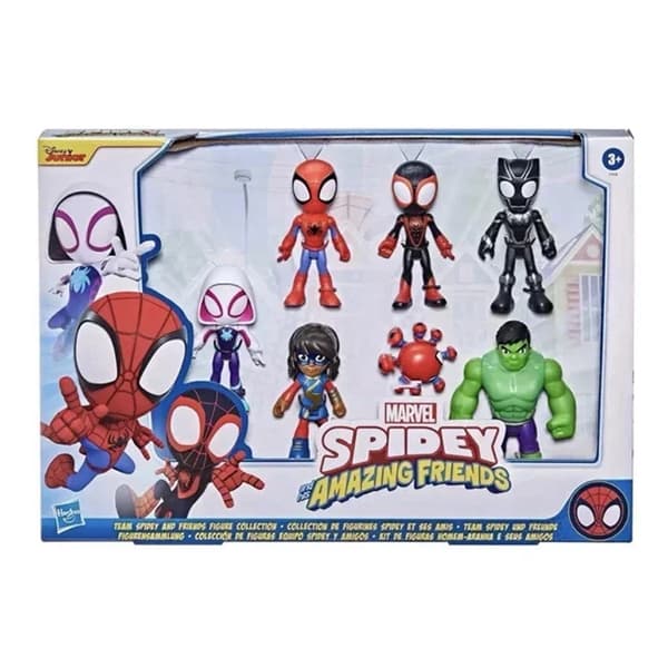 Hasbro Anime Marvel Spidey och hans fantastiska vänner Ms.marvel Hulk presenter eller samling Äkta actionfigurmodellleksaker 7 pcs