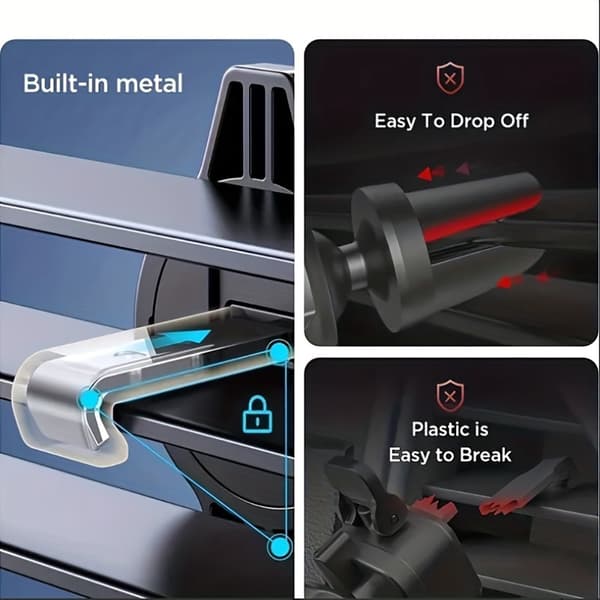 Gravity Bilhållare Luftventil Klämma Montering Universellt Stötsäkert Stativ för iPhone Samsung Xiaomi GPS black
