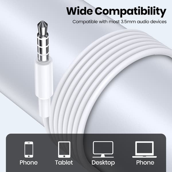 TOPK Hörlurar In-Ear Volymkontroll med Mikrofon 3,5 mm Jack Universal för iPhone Android White F24