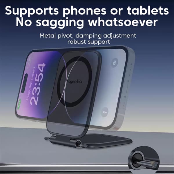 Ultratynd magnetisk bilholder, foldbar montering, universal til iPhone 16 17 Huawei Samsung Holder