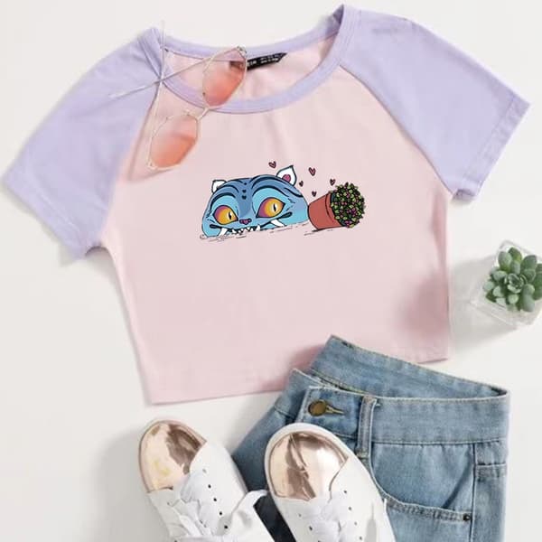 Søde Kpop Demon Hunter Tiger Crop Toppe - O-hals stil til fans color2 M