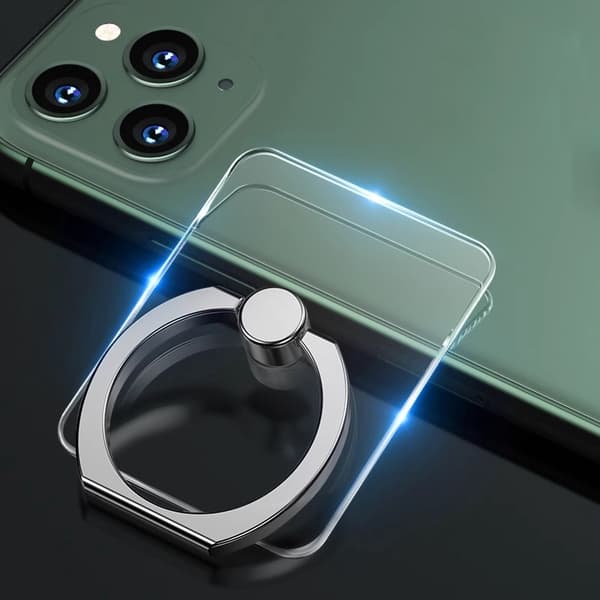 360° roterbar genomskinlig fingerringhållare för telefon, greppstativ, kompatibel med iPhone-skal Rectangular