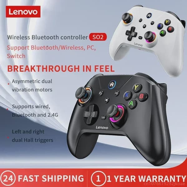 Ny Lenovo S02 trådløs controller Bluetooth-gamepad til Nintendo Switch, PC, Android TV, IOS PC-joysticks med seks akser og dobbelt vibration S02 White Receiver