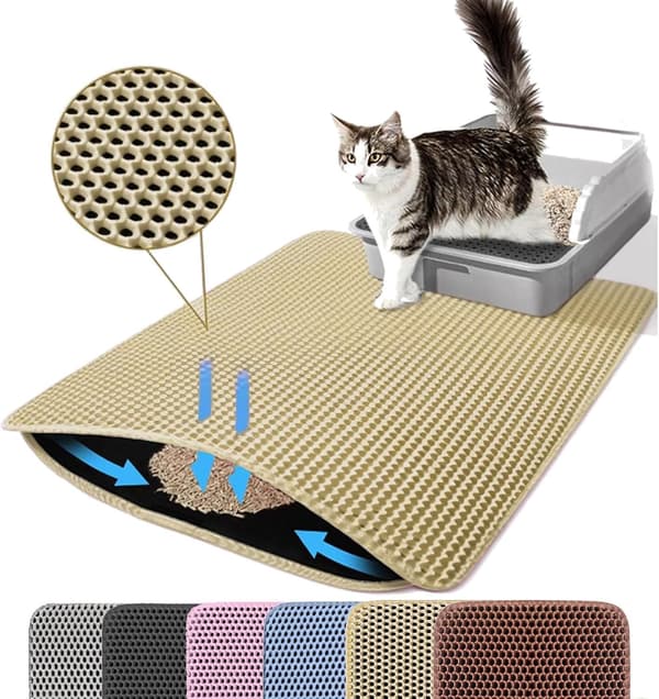 Kattebakkemåtte Dobbeltlags skridsikker kattebakkemåtte til store katte Grey Size 45x60cm
