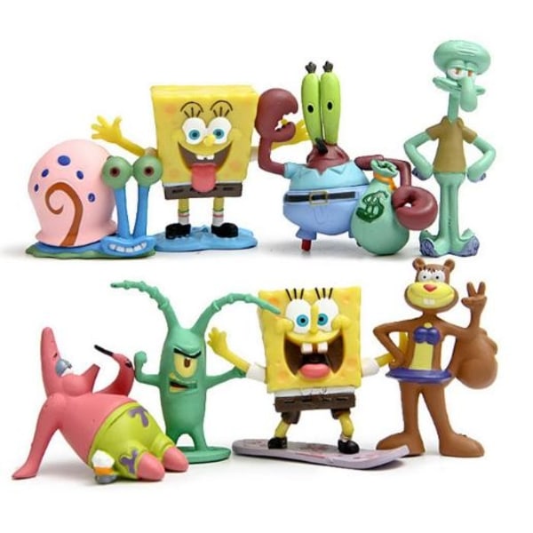 8 Pack SvampBob Fyrkant Figurer Spongebob Squarepants julklappar