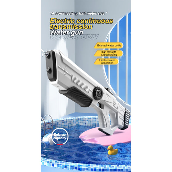 Elektrisk automatisk vandpistol til børn og voksne - Strand- og sommerleg SKY BLUE