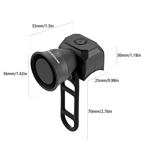Mini USB-ladattava vedenpitävä sähköpyörän soittokello pyöräilyn turvallisuusvaroitukseen Battery Model Red