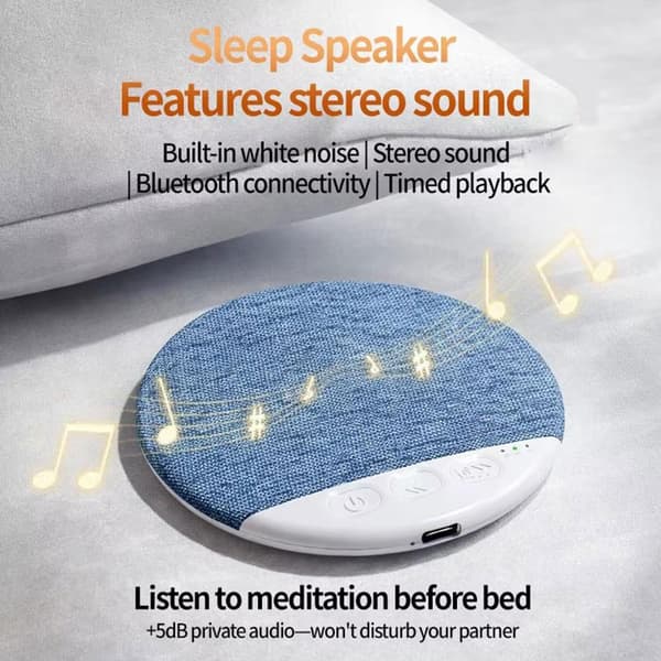 Ny sovrumskuddhögtalare Bluetooth-högtalare under kudde Stereobas Vitt brus med timer För sovgåvor D