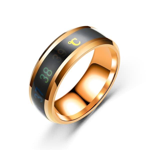 Mode Smart Induktion Temperatur Par Ring Display EKG Temperatur Lovers Ringe Smykker til mænd Kvinder Tilbehør Gaver E Ring Size 6