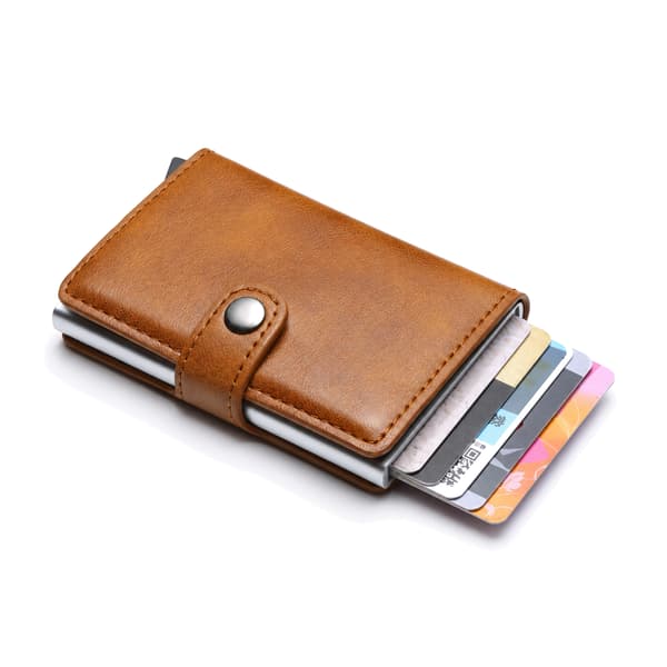 PopUp Smart card holder pushes forward 8 Cards RFID-NFC Secure - Yellow