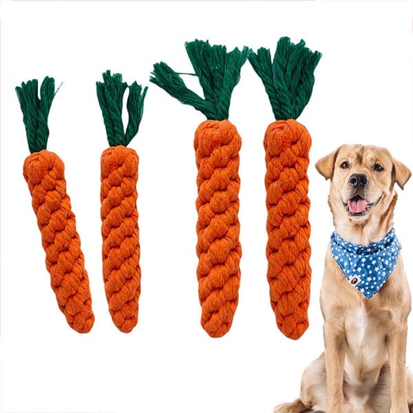 1 st morotshundbit rep husdjursleksaker säkra hållbara flätade bitar hundtuggleksaker resistenta valp molarrengöringständer bomullsrep B-orange