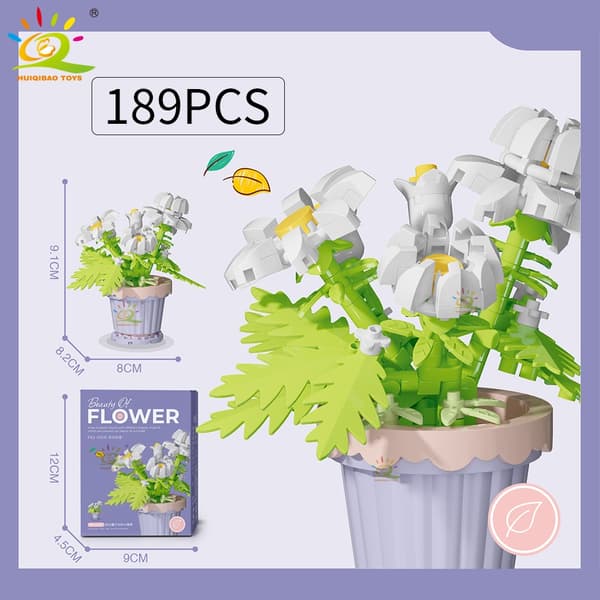 HUIQIBAO MOC Eternal Bouquet Micro Building Blocks - DIY Blomstermodell för heminredning och barn NO.22 with box