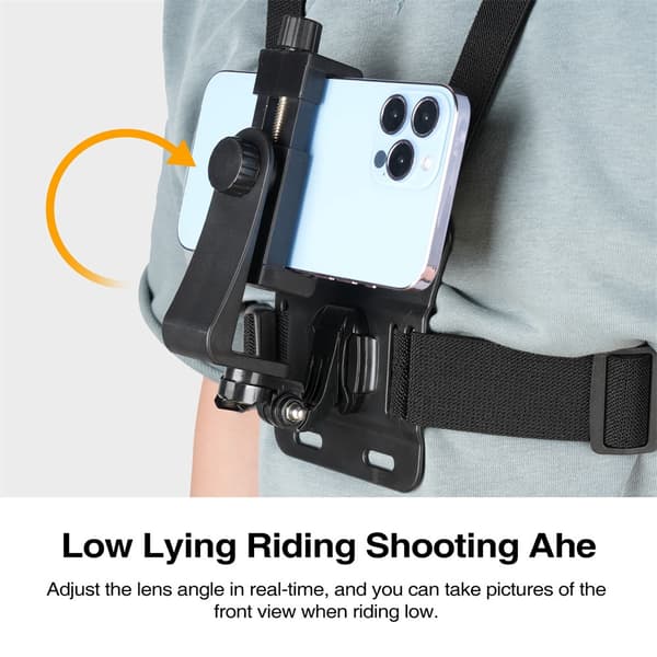 Brystmonteringssele til mobiltelefon med klemme til Huawei, Samsung, iPhone og Xiaomi Chest Mount B