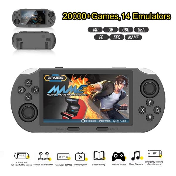 SF3000 Portable Mini Handheld Game Player 4,5-tums IPS-skärm Retro videospelskonsol Inbyggd 20000+ With 2pcs controller