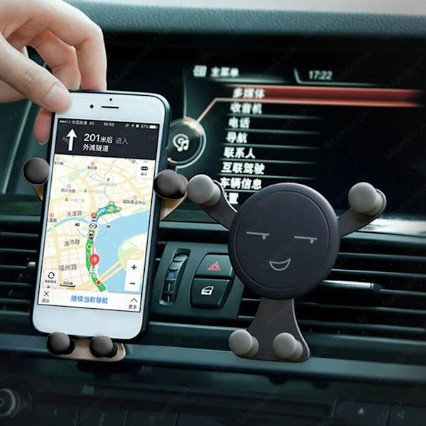 Gravity Biltelefonholder Luftventil Clip Bjørnemontering Mobilstativ GPS-understøttelse til iPhone Samsung Silver Bear