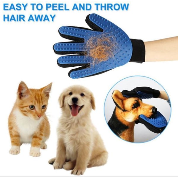 True Touch - Børstehandske - Hund - Kat Højrehånd 2 Farve Blue