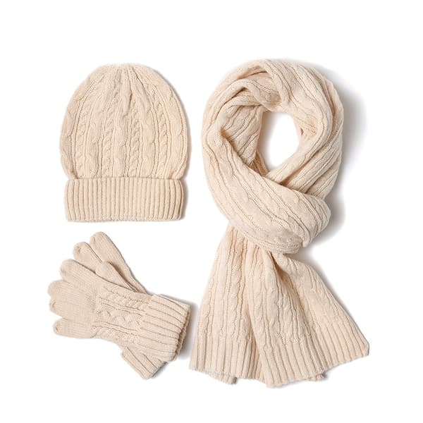 Dam Vinter 3PC stickad mössa Scarf Handskar Set - Varm ull Twist Cap & Pannband Present Pink Age Range >8Y