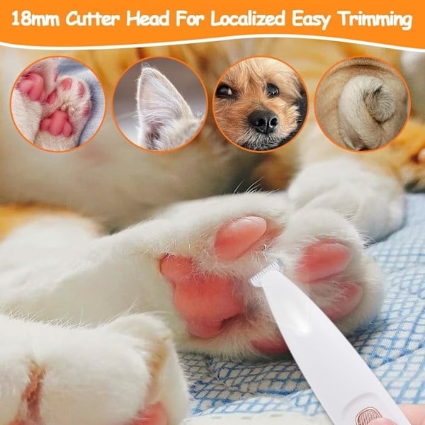 Ny opgradering Pet Micro Precision Trimmer Hundepotetrimmer med LED-lys Quiet Pet Hair Trimmer Vandtæt White