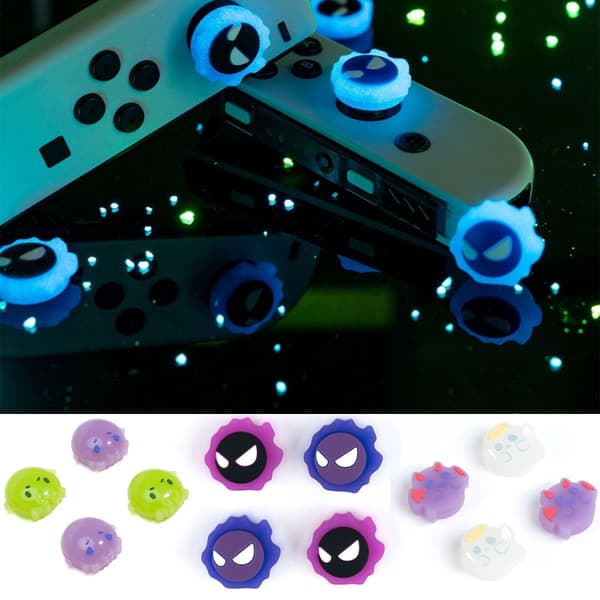 Luminous Angel Ghost Silikon Mjukt Thumb Stick Greppkåpa Joystick Skyddsskydd För Switch OLED NS Lite Joy-con Thumbstick Fodral E