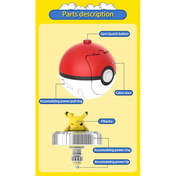 Äkta Lingdong Pokémon Gyro Leksaker för barns Fantasy Pikachu Charmander Dra sladd Battle Spinning Combat Komplett Set Presenter Eevee Gyro