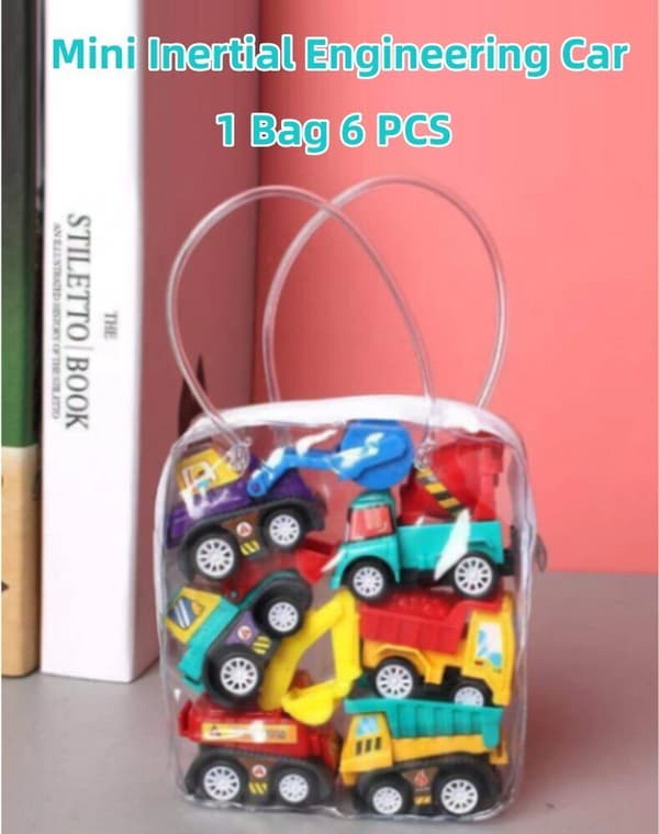 6/12 st Mini Inertial Pull Back Engineering Car Brandbil Set Barn Barn Tecknade Leksaker Födelsedagspresent 6pcs random