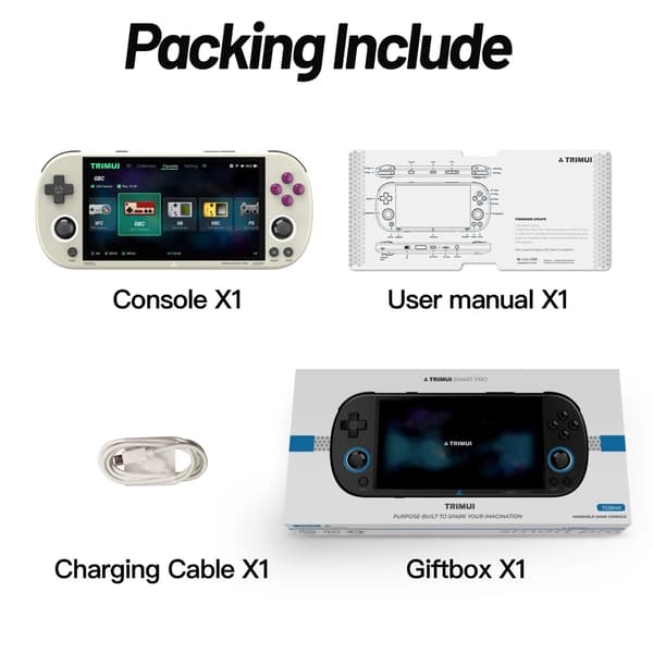 Trimui Smart Pro Handheld Game Console 4,96''IPS-skärm Linux System Joystick RGB-belysning Smartpro 64g Color Retro Grey