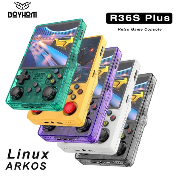 standard Sale 4" IPS Big Screen R36S Plus Retro Handheld Game Console Linux 64-bit System RK3326 Red 64G