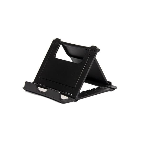Mini justerbar bærbar universal foldbar plastik telefon- og tabletholder til iPad iPhone Samsung Xiaomi black