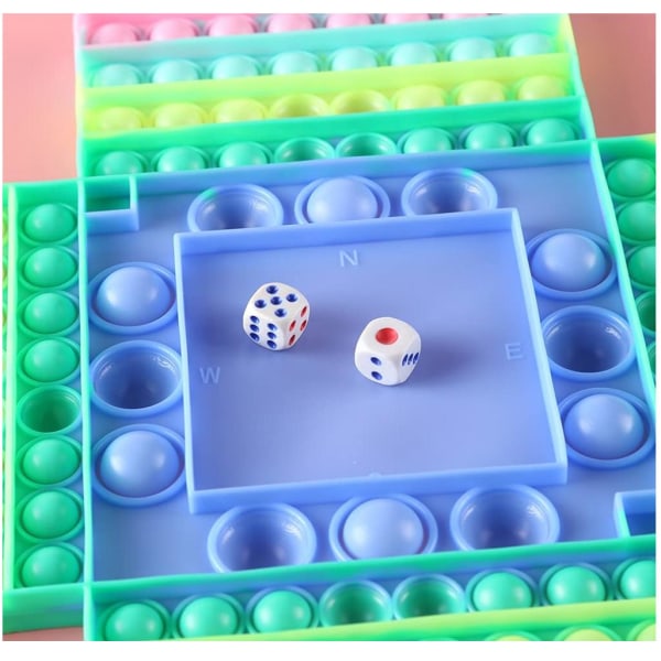 4 spelare schackbräde Pop it Fidget leksaker för barn vuxna Ljusblå