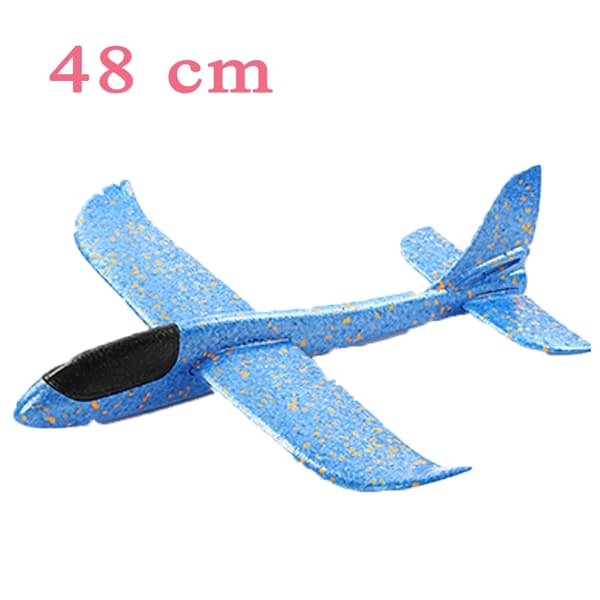 48 cm stor EVA-skumflygplansleksak handkastflygglidflygplan DIY-modellleksak kastrundflygplan barnpresenter 30cm Blue