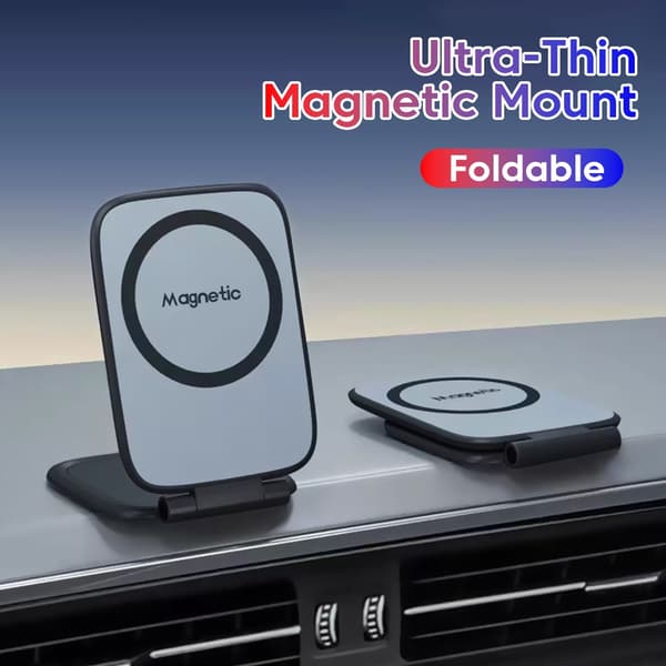 Ultratynd magnetisk bilholder, foldbar montering, universal til iPhone 16 17 Huawei Samsung Holder