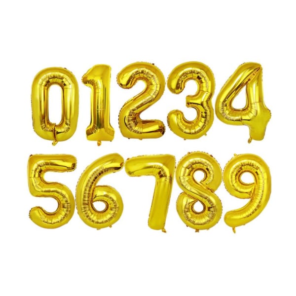 90CM NUMBER BALLOON GOLD and Silver METALLIC Gold Guld-3