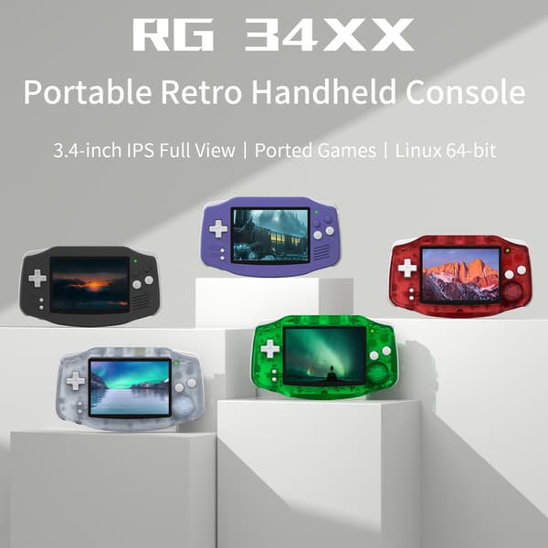 ANBERNIC RG34XX Retro Handheld Game Console 3,4” IPS Linux 64-bitars 3500mAh videospelspelare TR Green 64GB